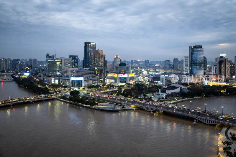 宁波三江口夜景航拍