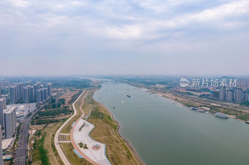 安徽蚌埠城市大景淮河风光航拍图