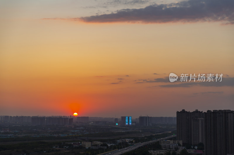 城市风光夕阳景色素材