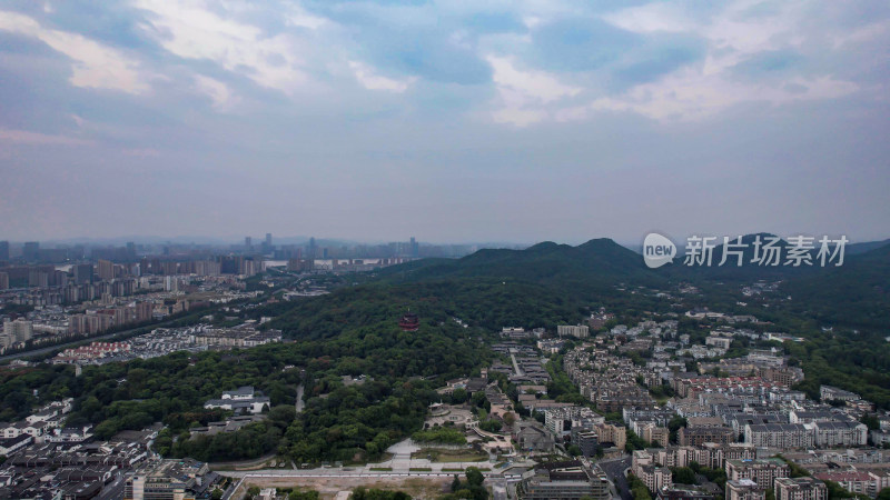 浙江杭州城市清晨航拍