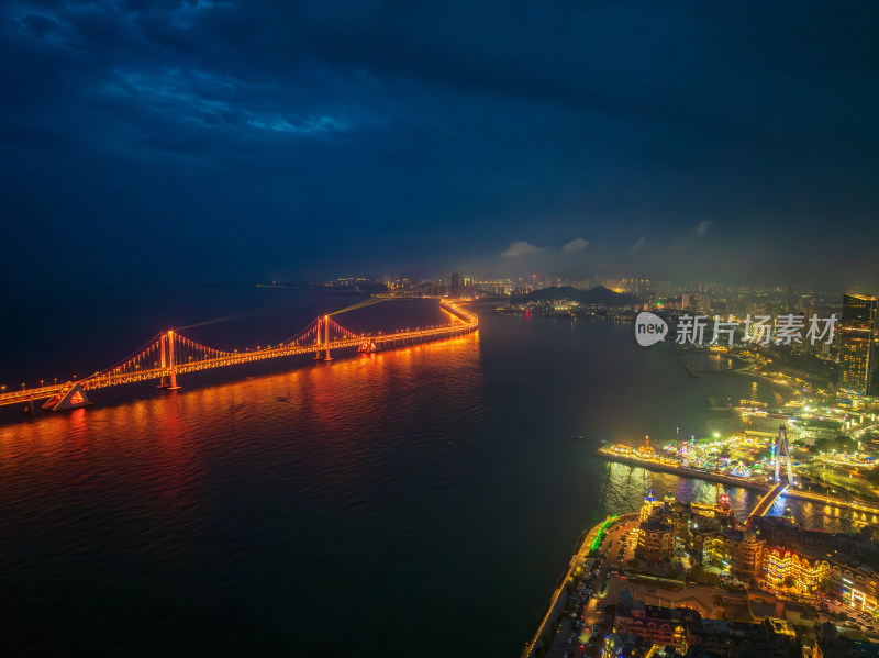 俯瞰大连星海湾大桥夜景