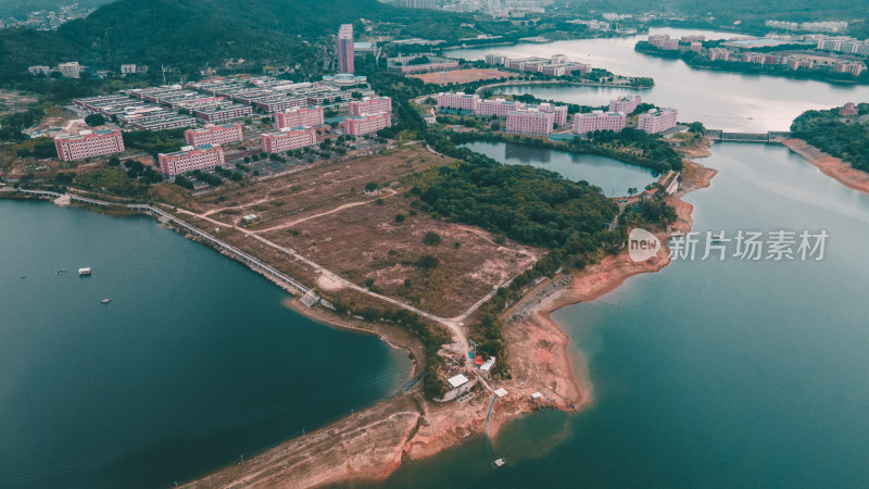 航拍泉州洛江区马甲镇水库自然风光