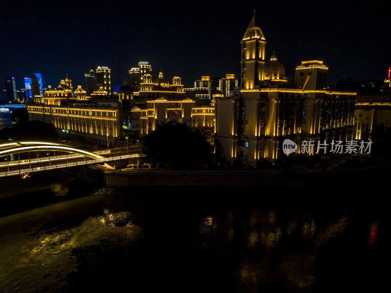 福建福州城市夜景灯光航拍摄影图