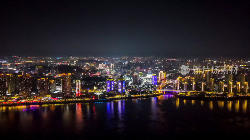 安徽芜湖城市夜景灯光航拍