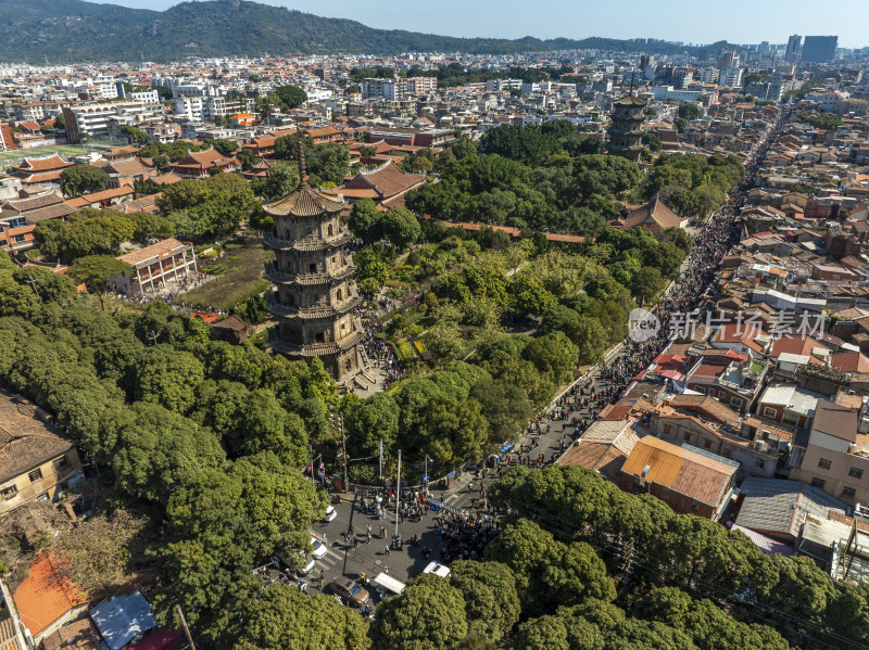 泉州开元寺双塔西街泉州东西塔古建筑航拍