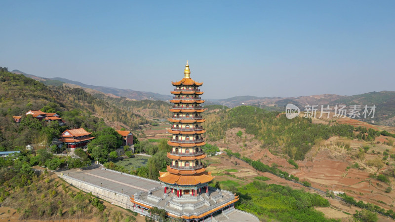 云南弥勒锦屏山景区航拍