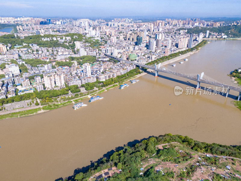 航拍泸州城市风光河流摄影图