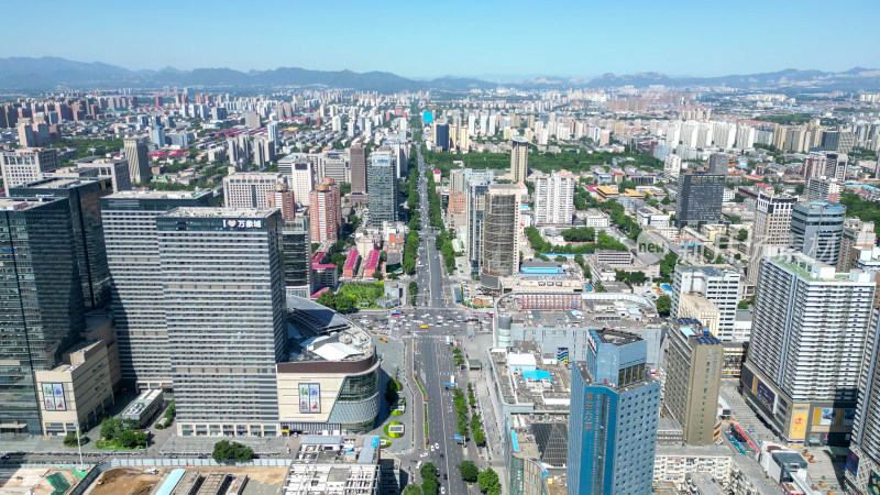 航拍河北石家庄大景城市建设