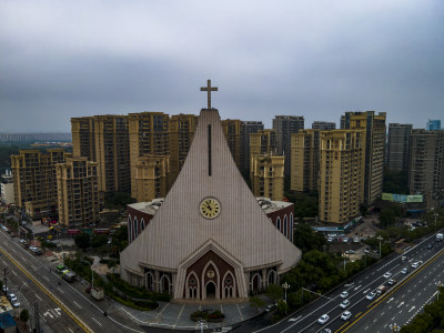 福建莆田城市风光航拍