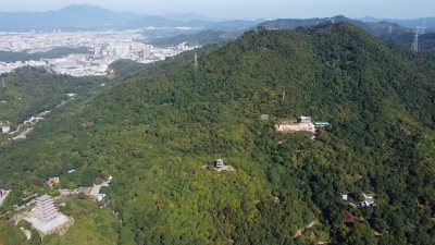 航拍广东省东莞市清溪镇大王山森林公园