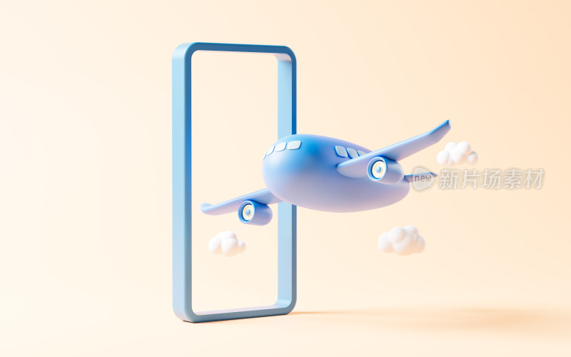 卡通飞机与手机3D渲染
