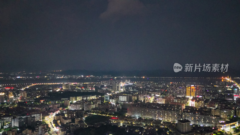 航拍肇庆城市夜幕降临