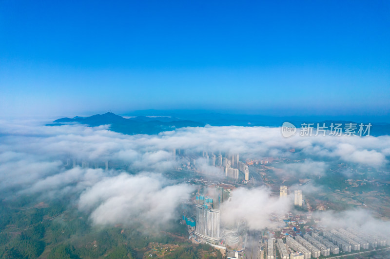 城市清晨云海风景航拍摄影图