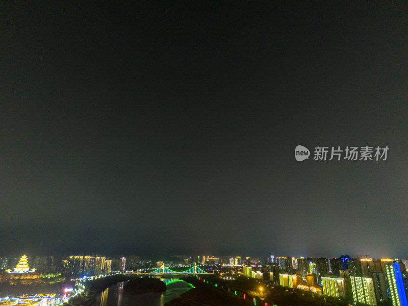 宝鸡渭河两岸夜景航拍图