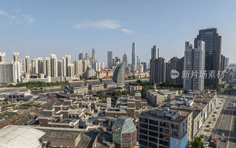 天津市区海河风景天际线航拍