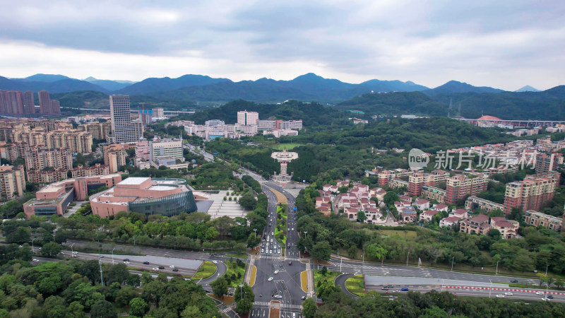 广东中山城市建设城市风光交通航拍图