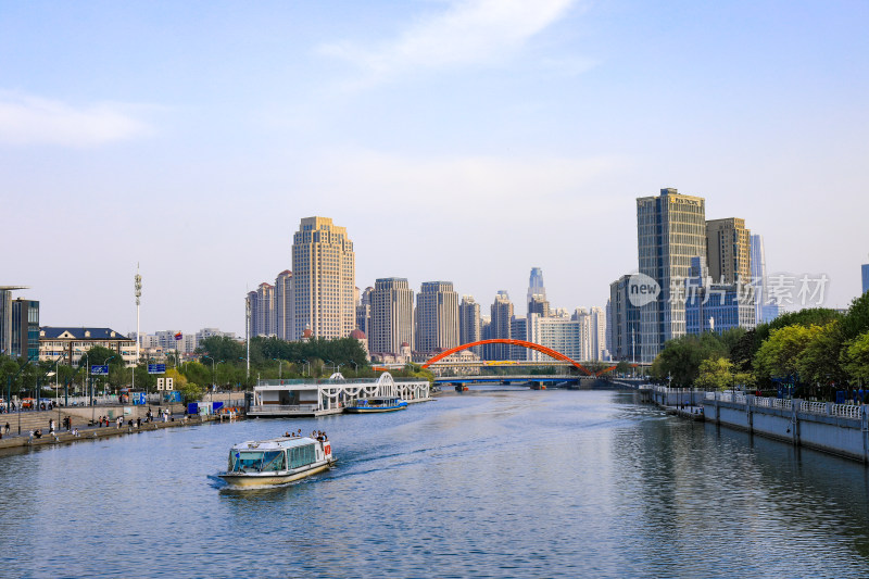 天津海河两岸现代化建设城市风光