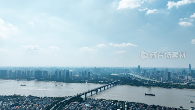 武汉市风光航拍城市建筑长江两岸黄鹤楼风景