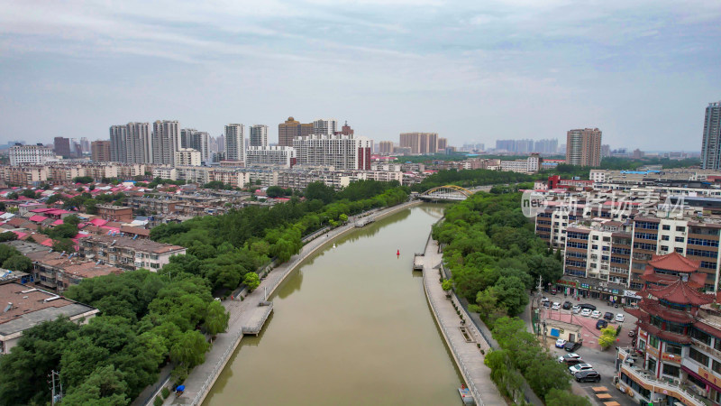 河北沧州城市风光航拍图