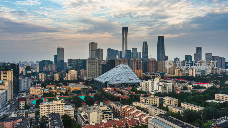 北京现代化都市天际线全景鸟瞰