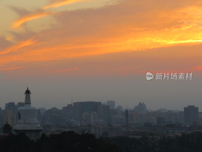 北京景山公园日落风景