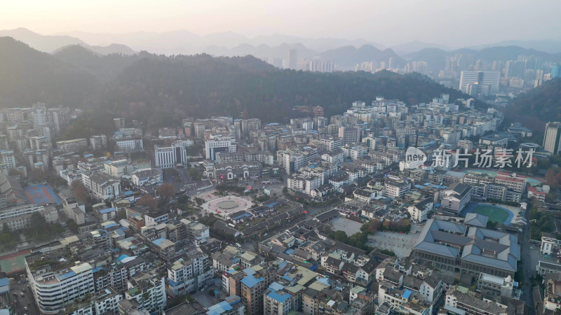 航拍贵州遵义红花岗区城市建设