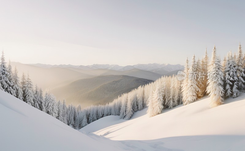 冬季森林白雪覆盖风景