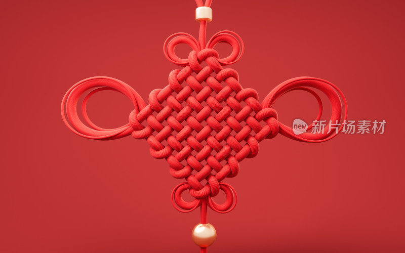 中国风古风中国结3D渲染