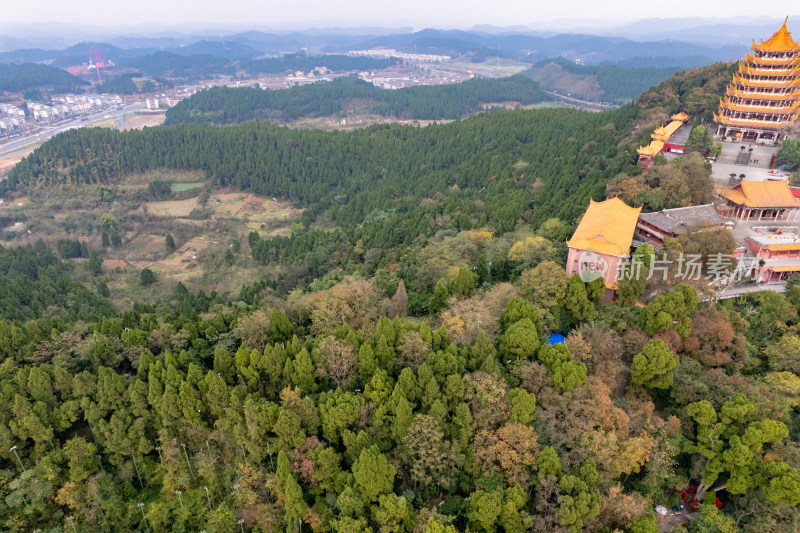 四川遂宁灵泉寺航拍摄影图