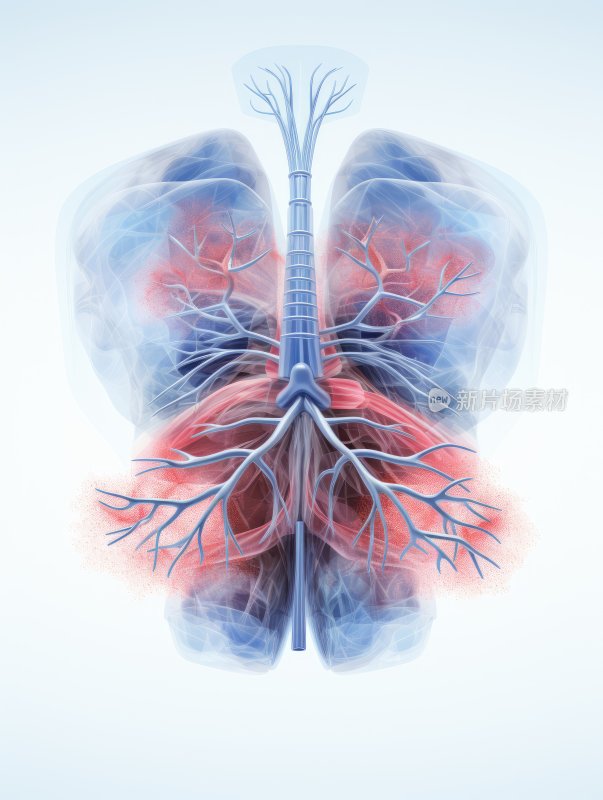 医学科普插图，人类肺部组织结构