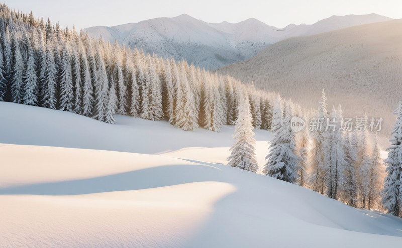 冬季森林白雪覆盖风景