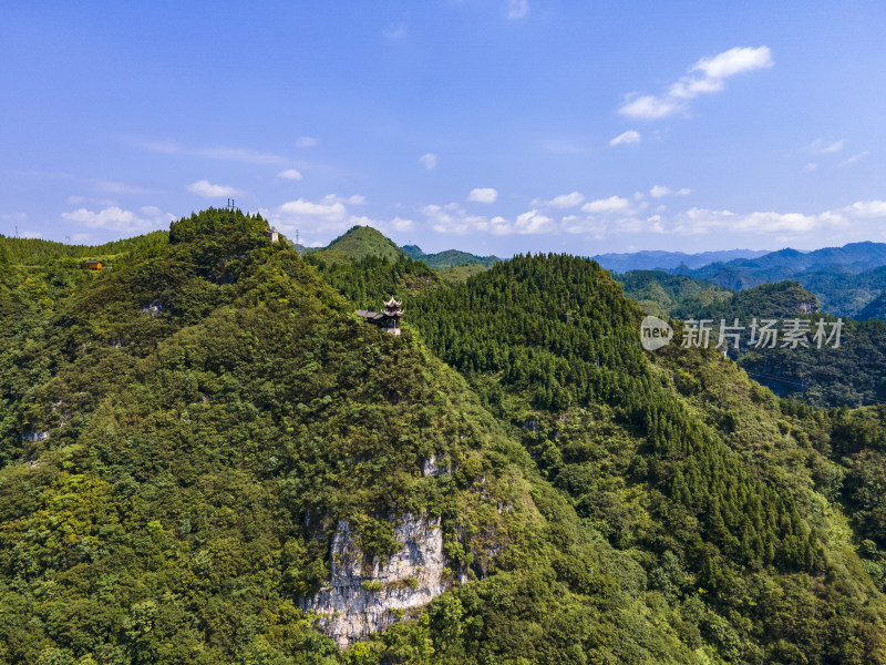 大自然山川蓝天白云天空航拍图