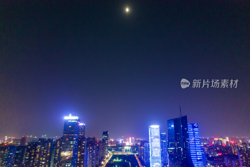 安徽合肥城市夜景灯光航拍图