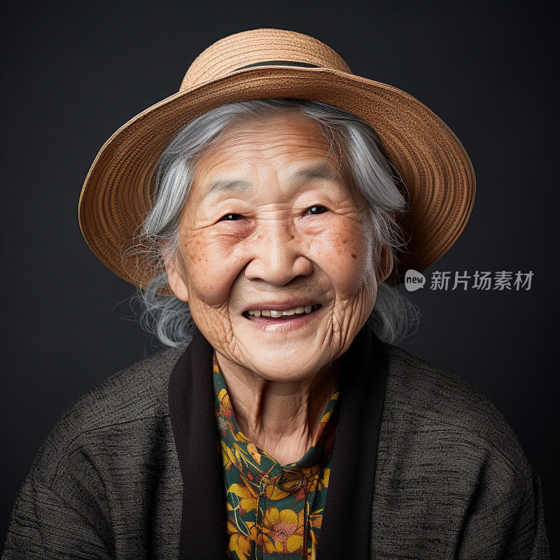 高龄老人快乐微笑肖像