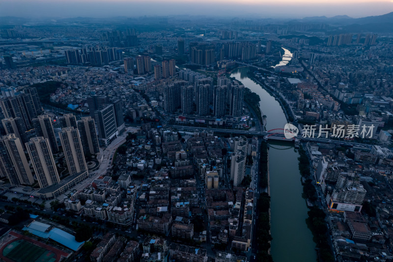 广东江门城市夕阳晚霞航拍摄影图