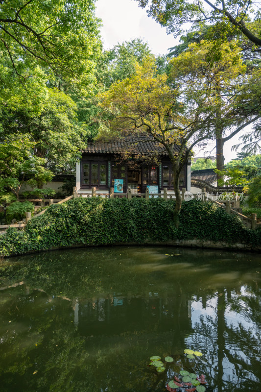 中式风格的古建筑园林上海青浦曲水园景色