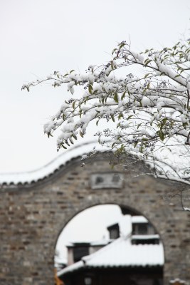 江南水乡古镇雪景