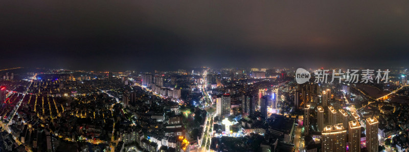 广西钦州城市夜景航拍全景图