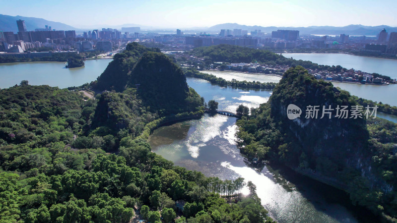 广东肇庆星湖景区七星山5A景区航拍