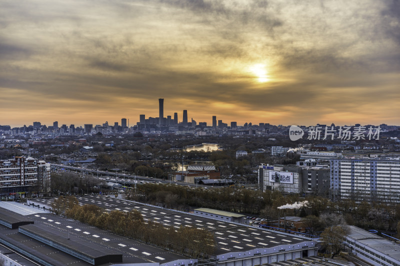 北京城市日落时分的全景俯瞰