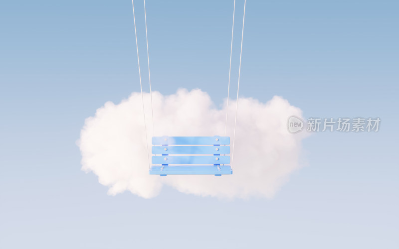 秋千与云朵3D渲染
