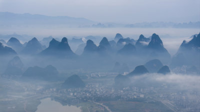 广西桂林山水水墨中国风