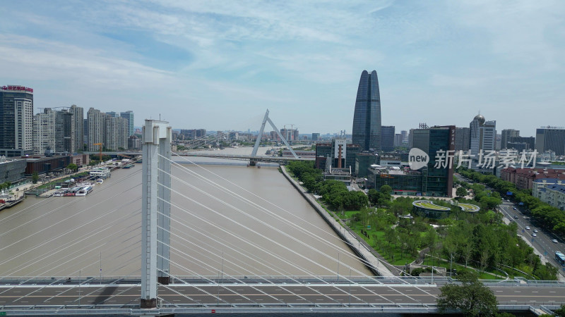 航拍浙江宁波城市风光宁波建设