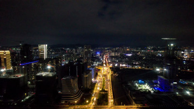 广州城市夜景灯光交通航拍图