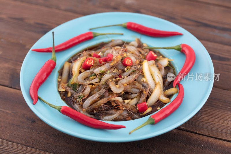 生腌小河虾小米辣鲜美食物