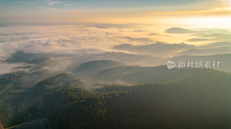 航拍山川清晨云海云雾风景