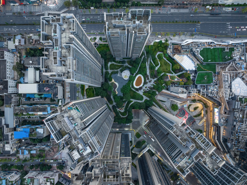 四川成都城市天府市区电视塔高空夜景航拍