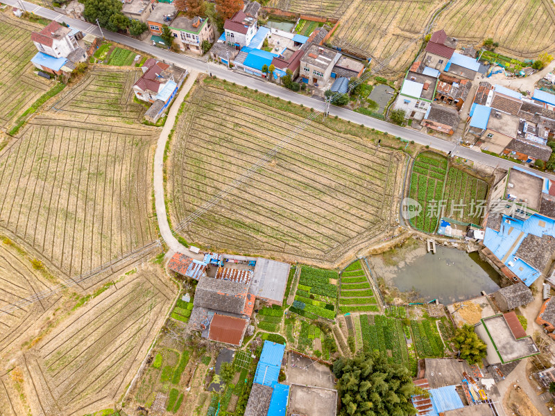 乡村田园风光俯瞰景象