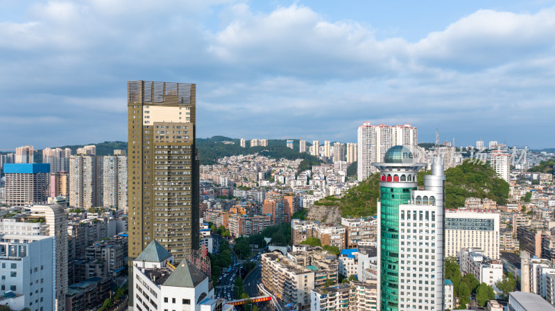 贵州省贵阳市老城区多角度航拍