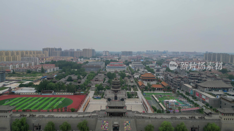 航拍山东菏泽水浒好汉城4a景区